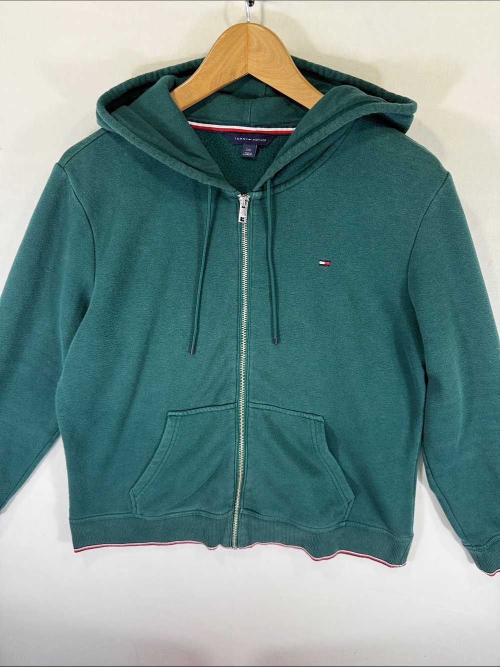 Tommy Hilfiger Kids Teal Full-Zip Hoodie with Flag Logo